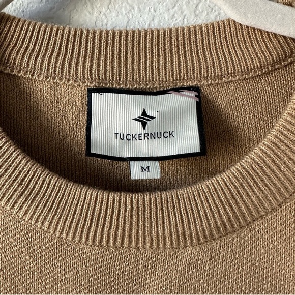 TUCKERNUCK Camel Beige Olympia Knit Crewneck Sweater SZ M - Picture 4 of 6